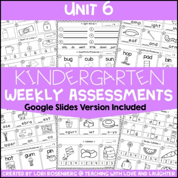 Preview of Kindergarten Weekly Assessments Unit 6 Print and Digital - Google Classroom