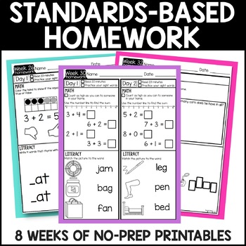weekly homework packets for kindergarten