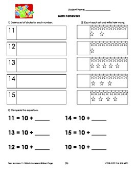 math homework for kindergarten