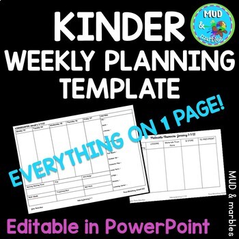 Preview of Kindergarten Weekly Planning Template EVERYTHING on 1 page!