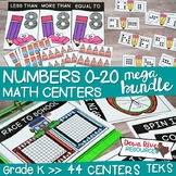 Kindergarten Whole Numbers 0-20 Math Centers Bundle (TEKS & CCSS)