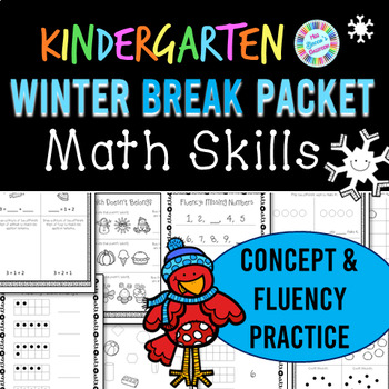 Preview of Kindergarten Winter Break Math Packet | Christmas Holiday Break | Snow Day