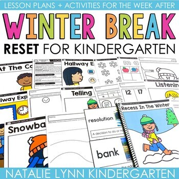 Preview of Kindergarten Winter Break Reset Week After Winter Break Lesson Plans Review