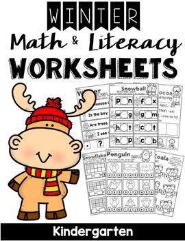 Preview of Kindergarten Winter Math and Literacy Worksheets
