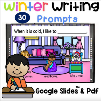 Preview of Kindergarten Winter Writing Prompts Print & Digital
