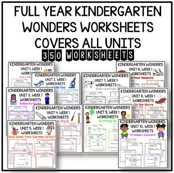 Preview of Kindergarten Wonders YEARLY BUNDLE ~350 Worksheets ~ ALL Wonders Units ~Literacy