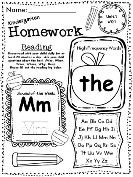 homework cover page for 1st grade