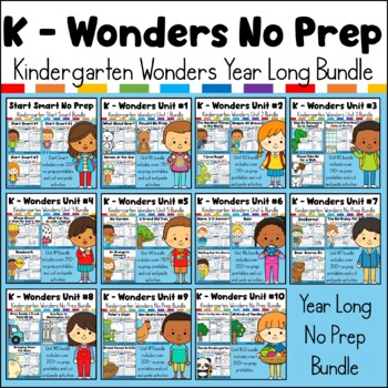 Preview of Kindergarten Wonders No Prep Activity Pack Year Long Bundle