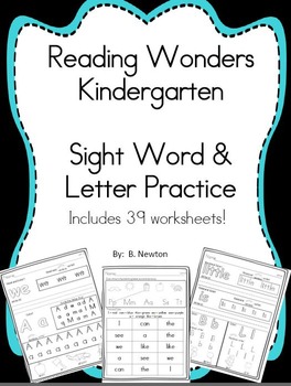 Preview of Kindergarten Wonders Sight Word and Letter Practice