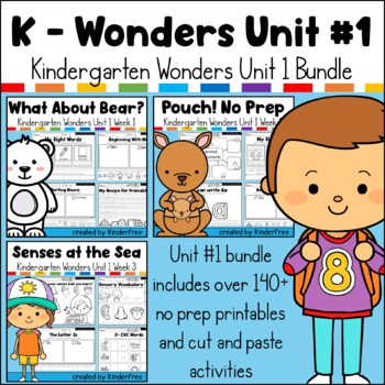 Preview of Kindergarten Wonders Unit 1 Bundle No Prep Activity Pack