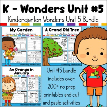 Preview of Kindergarten Wonders Unit 5 Bundle No Prep Activity Pack