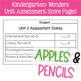 Kindergarten Wonders: Unit Assessment Score Half Pages