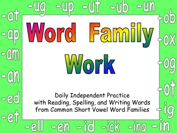 Preview of Kindergarten Word Families Independent Work