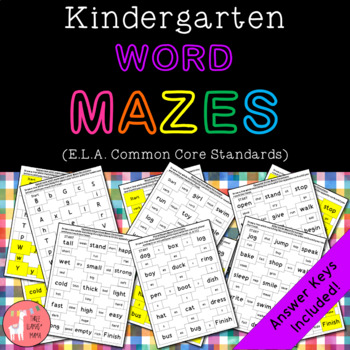 Preview of Kindergarten Word Mazes