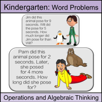 Preview of Kindergarten: Word Problem Addition and Subtraction (Animal Pose)