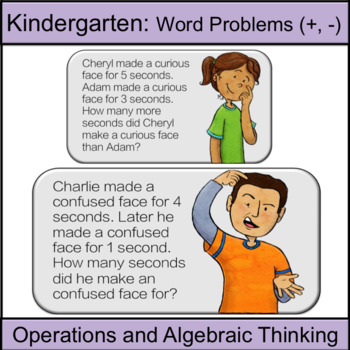 Preview of Kindergarten: Word Problem Addition and Subtraction (Emotions)