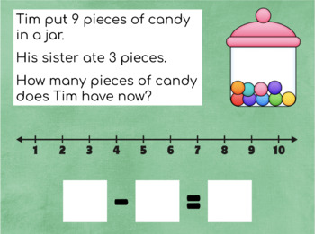 Kindergarten Word Problems Add & Subtract within 10 BOOM CARDS Distance