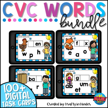 Kindergarten CVC Words Boom Cards by Krafty in Kinder | TPT