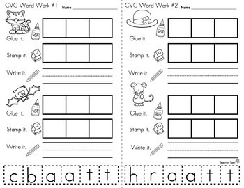 Word Work Centers Kindergarten | CVC Words Worksheets with ...