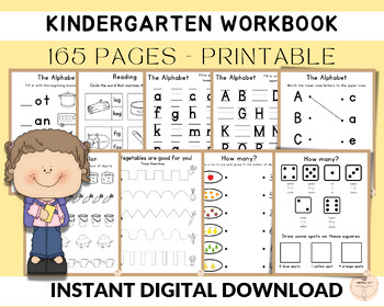 Preview of Kindergarten Workbook, Printable for Homeschool, Farm-Themed Printouts