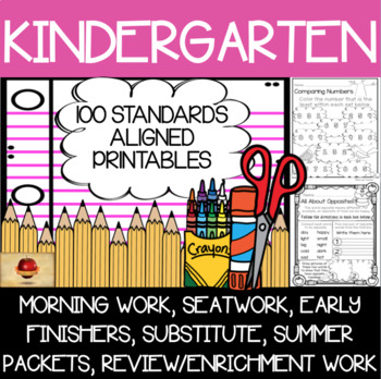 Preview of Kindergarten Worksheets {100 Standards Aligned Printables}