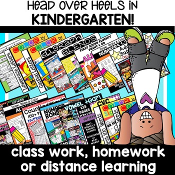 Preview of Kindergarten Worksheets For Whole Year Phonics Math High Frequency Words