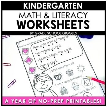 Kindergarten Monthly No Prep Worksheet Packets: Morning Work Review ...