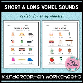 Kindergarten Worksheets | Phonics & Vowel Sounds | Short & Long Vowels