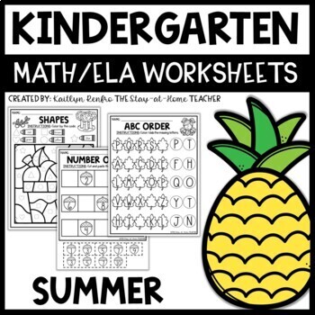Preview of Kindergarten Worksheets | Summer NO PREP Math Literacy Activities | Homeschool