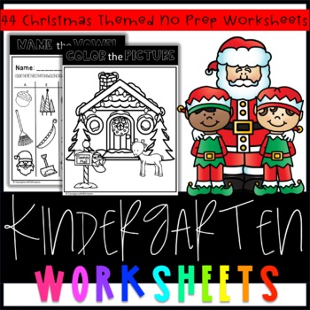 Preview of Kindergarten Worksheets for Christmas : Math, Literacy, and Writing Worksheets