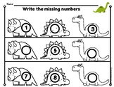 Kindergarten Write the Missing Numbers 1-9 (Dinosaur Themed)