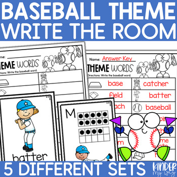 Preview of Write The Room Kindergarten | Math Centers & Activities | Baseball Center