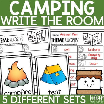 Preview of Kindergarten Math and Literacy Center Activity Write the Room Camping Activity
