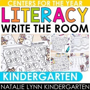 Preview of Kindergarten Write the Room Literacy Centers for the Year GROWING BUNDLE