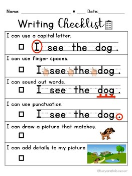 Preview of Kindergarten Writer's Checklist