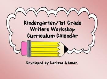 Preview of Kindergarten Writers Workshop Curriculum Calendar