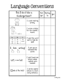 Kindergarten Writing Checklist – Language Conventions