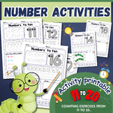 Kindergarten Writing Numbers 11-20 and Numbers Activities