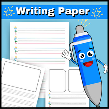 Kids Writing Paper-120 Pages - White: Sky Line, Plane Line, Grass Line,  Worm Line: Pre K, Kindergarten and First Grade: Kids Ages 4-6