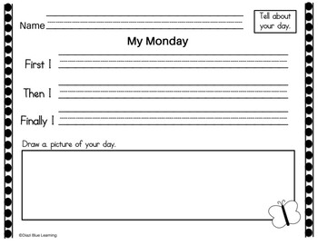 Kindergarten - First Grade Writing Worksheets for Mondays | TPT