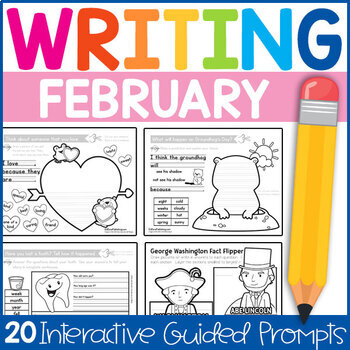 Preview of Kindergarten Writing Prompts: Interactive & Guided Writing for February