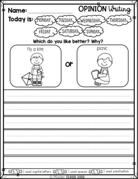 Kindergarten Writing Prompts: Opinion Writing & Picture Prompts (June)