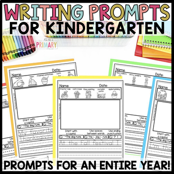 Preview of Kindergarten Writing Prompts | Writing Journals for Kindergarten bundle
