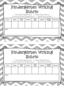 Preview of Kindergarten Writing Rubric