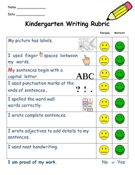 Preview of Kindergarten Writing Rubric