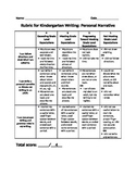 Kindergarten Writing Rubric for Personal Narrative