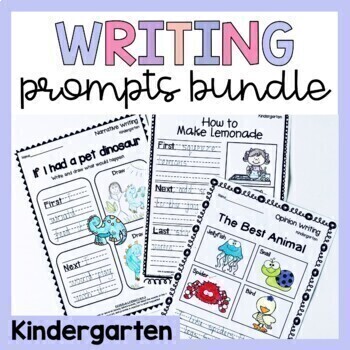 Preview of Kindergarten Writing Prompts Bundle - Opinion, Narrative, Informational, How To