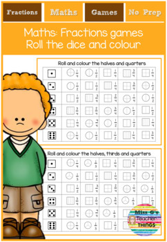 kindergarten year 1 1st grade year 2 fractions maths roll the dice