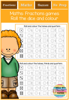 Preview of Kindergarten / Year 1 / 1st grade / Year 2 - Fractions Maths - Roll the dice