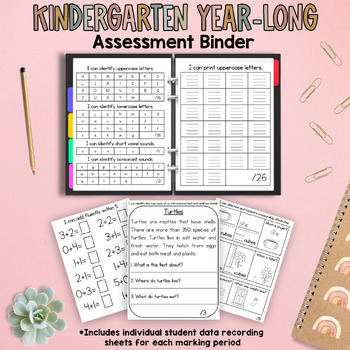 Preview of Kindergarten Year Long Assessment Binder